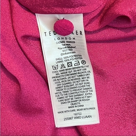 NWT TED BAKER Barbie Pink Sleeveless Button Front Tiered Ruffle Hem Midi Dress 2 - Picture 8 of 12
